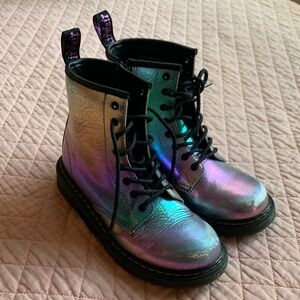 DR MARTENS - 1460 Rainbow Crinkle Leather Lace Up Boots - 34EU